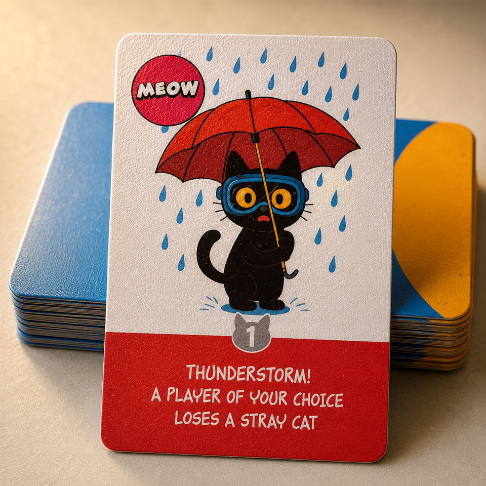 Gattara card preview showing illustrated cat card