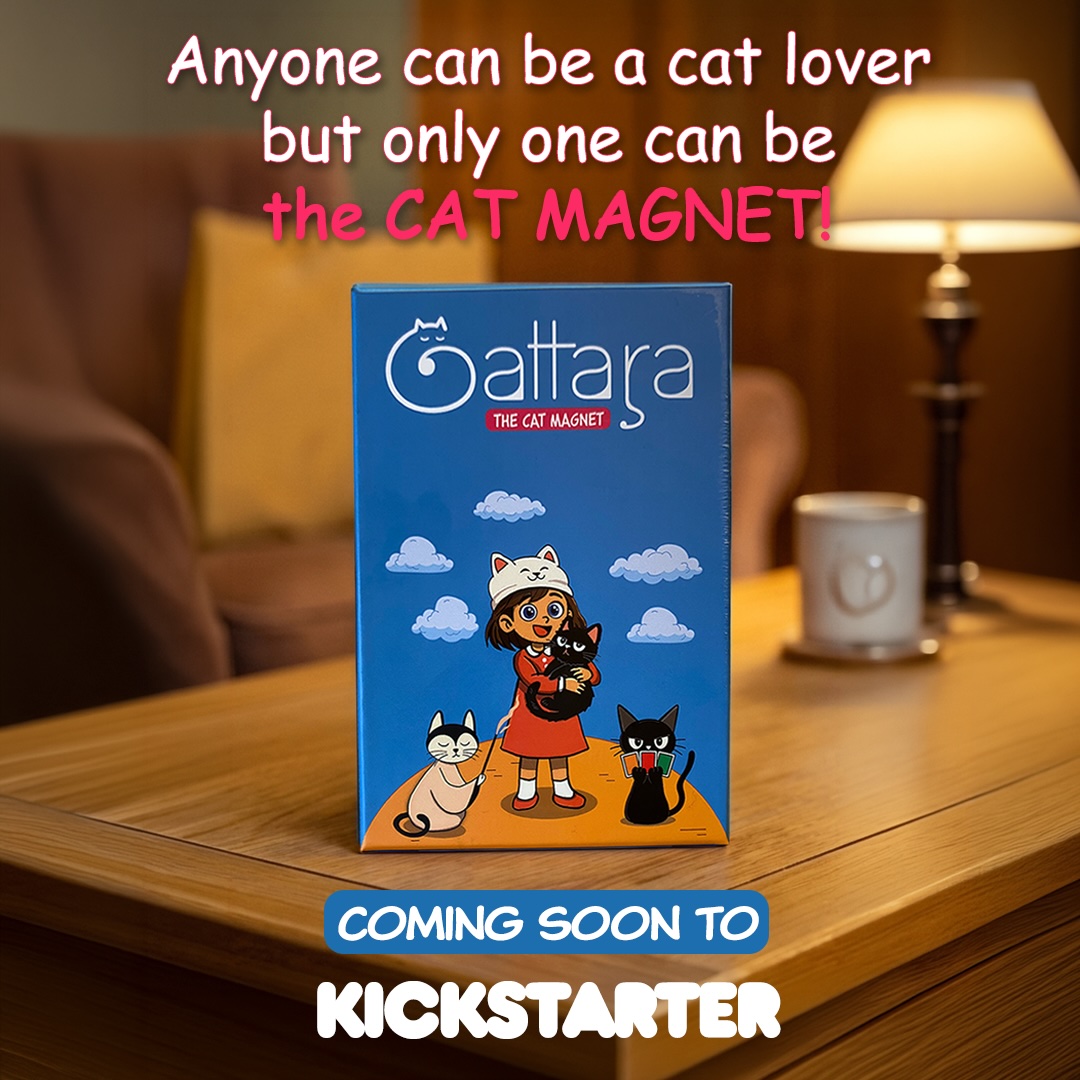 Gattara cat card game cover artwork with Sara and cats